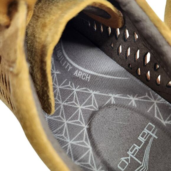 Dansko Womens Lace Up Mustard Yellow Perforated Leather Sneakers Size 39 - Picture 3 of 7